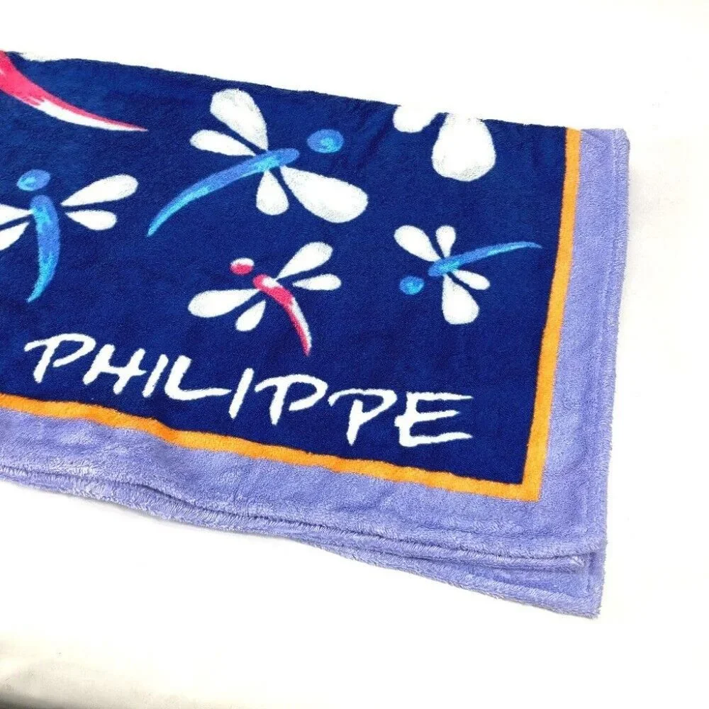 Auth PATEK PHILIPPE Overall handle Bath towel Interior Throw Blanket blue/pink - Picture 3 of 7